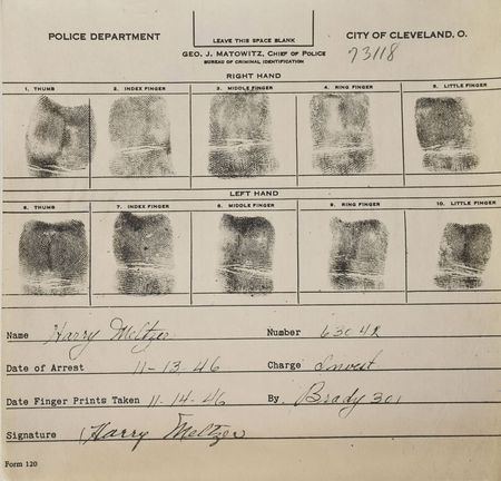 Lot #2115  Purple Gang and Harry Meltzer Fingerprint Card and Paper Archive - Image 2