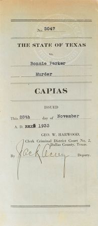 Lot #2021 Bonnie Parker and Clyde Barrow Pair of Original Arrest Warrants - Image 4