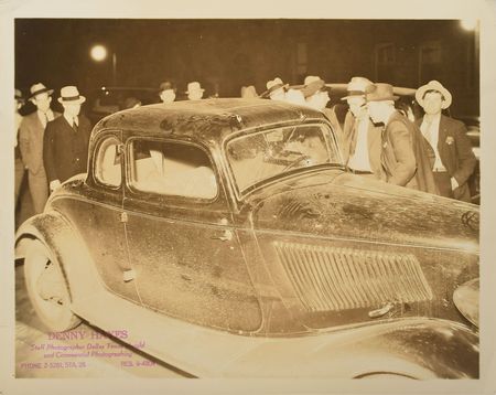 Lot #2038 Bonnie and Clyde Sowers Raid Car Pair of Original Vintage Photographs - Image 1