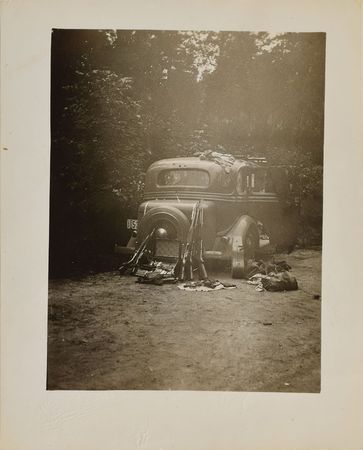 Lot #2037 Bonnie and Clyde Car and Arsenal Pair of Original Vintage Photographs - Image 2