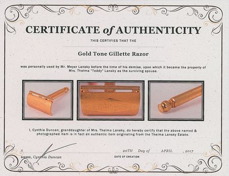Lot #2129 Meyer Lansky's Gold-Tone Gillette Razor - Image 5