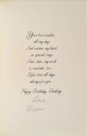 Lot #2134 Meyer Lansky Signed Birthday Card to His Wife - Image 1