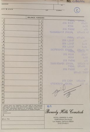 Lot #2135 Meyer Lansky Signed Hotel Receipt - Image 2