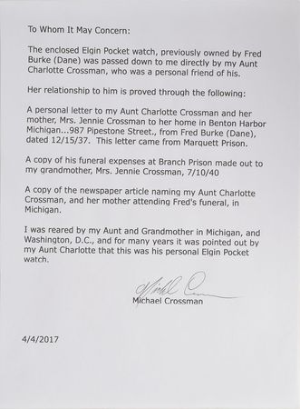 Lot #2106 Fred Burke's Elgin Pocket Watch - Image 3