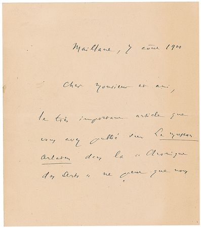 Lot #497 Frederic Mistral Handwritten Letter Signed - Image 1