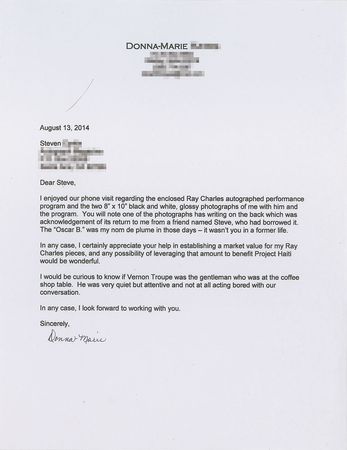 Lot #567 Ray Charles: Rare unassisted Ray Charles signature - Image 7