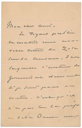 Lot #520 Alexandre Dumas, fils: On Zola and censorship - Image 1