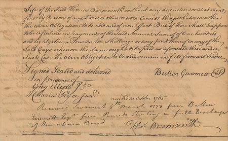 Lot #78 Georgia: [Button Gwinnett]: Gwinnett leases St. Catherine's Island in 1765 - Image 1