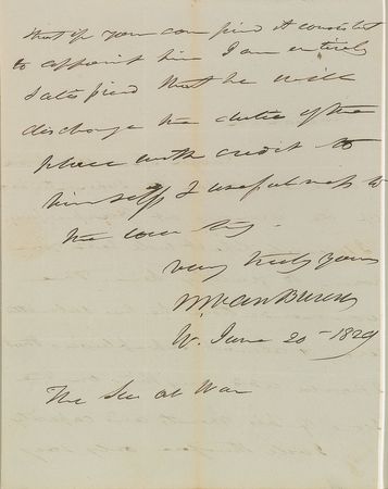 Lot #88 Martin Van Buren: Recommendation for a “superintendent of the armory at Harpers ferry” - Image 2