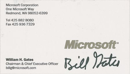 Lot #280. Bill Gates Business Card