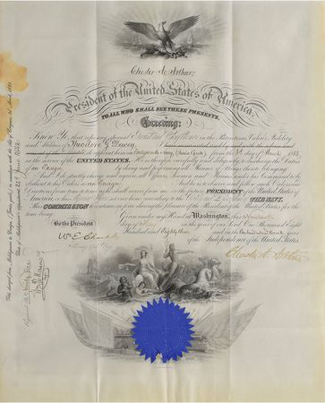 Lot #107 Chester A. Arthur Signed Document - Image 1