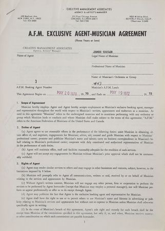 Lot #612 James Taylor Signed Document - Image 1