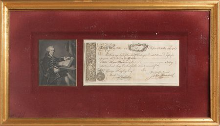 Lot #56 Massachusetts: John Hancock: Excessively rare Hancock check - Image 1