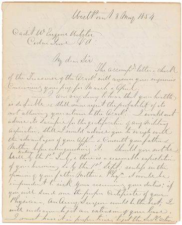 Lot #313 Robert E. Lee: As the head of West Point, Lee advises a cadet not to sacrifice his health ?for the gratification of any military aspiration? - Image 1