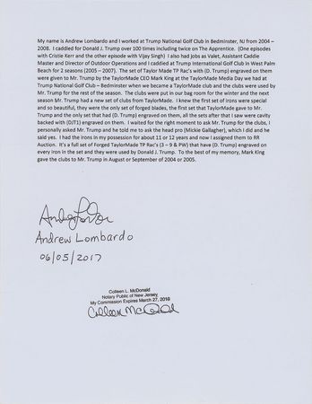 Lot #132 Donald Trump: Donald Trump's personal golf irons gifted to his former Bedminster caddie - Image 12