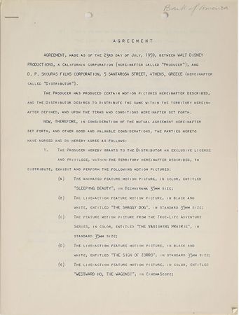 Lot #449 Roy O. Disney: Disney grants distribution rights for Sleeping Beauty - Image 2