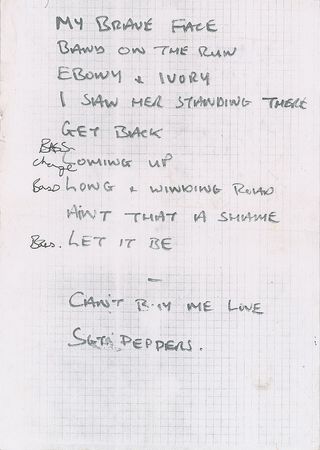 Lot #581 Beatles: Paul McCartney Set List - Image 2