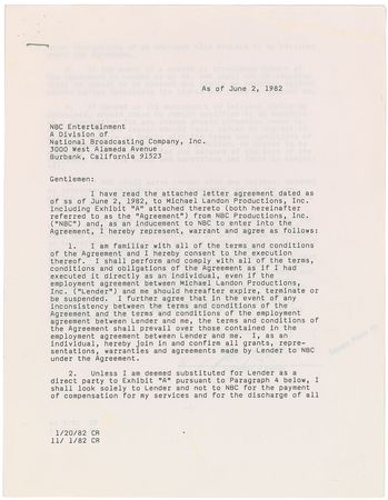 Lot #725 Bonanza Signed Document - Image 4