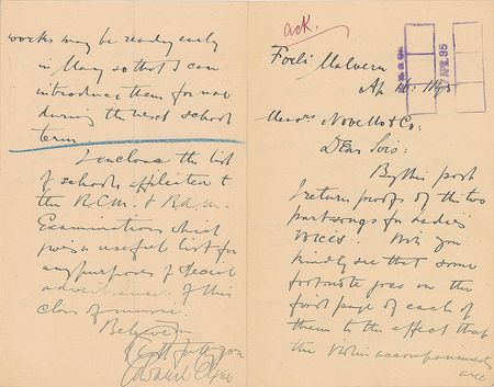 Lot #559 Edward Elgar: Elgar suggests proof changes for 