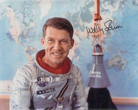 Lot #398 Mercury Astronauts: Glenn and Schirra Signed Photographs - Image 1