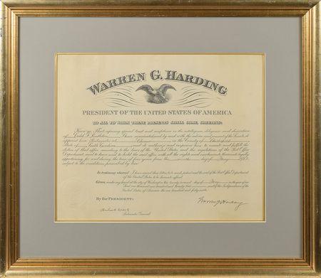 Lot #118 Warren G. Harding Signed Document - Image 1