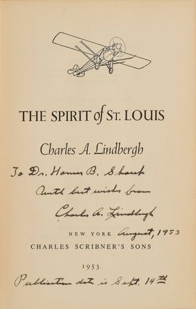 Lot #346 Charles Lindbergh: The Spirit of St. Louis presented to the Lindbergh family doctor - Image 1