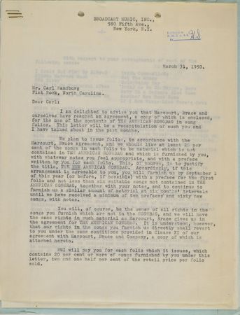 Lot #500 Carl Sandburg Signed Document - Image 1