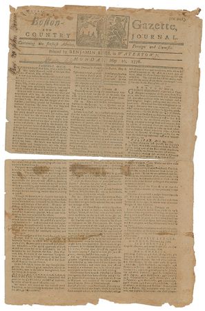 Lot #17 Boston Gazette and Country Journal: May