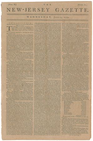 Lot #36 New Jersey Gazette: June 23, 1779