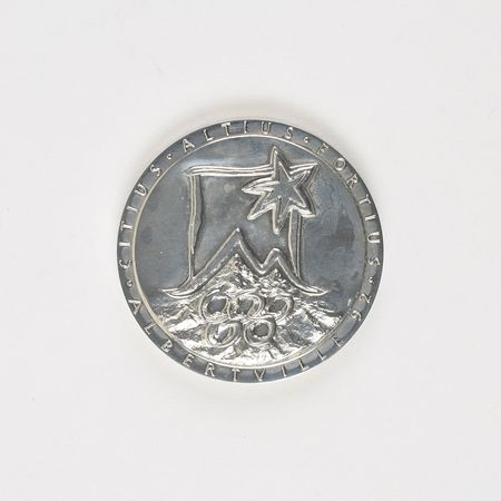 Lot #3168  Albertville 1992 Winter Chrome Plated Steel Olympics Participation Medal - Image 1
