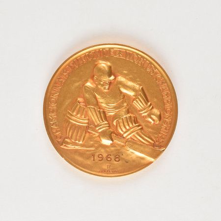 Lot #3135  Grenoble 1968 Hockey World Championships Gold Winner's Medal - Image 1