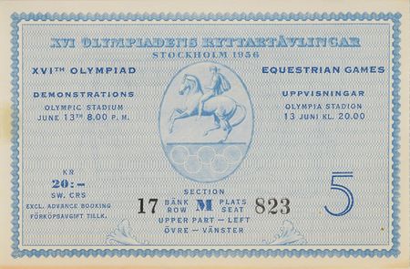 Lot #3113  Stockholm 1956 Summer Olympics Metal Plate and Ticket - Image 3