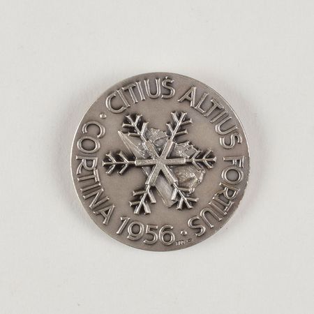 Lot #3104  Cortina 1956 Winter Olympics Silver Participation Medal - Image 2