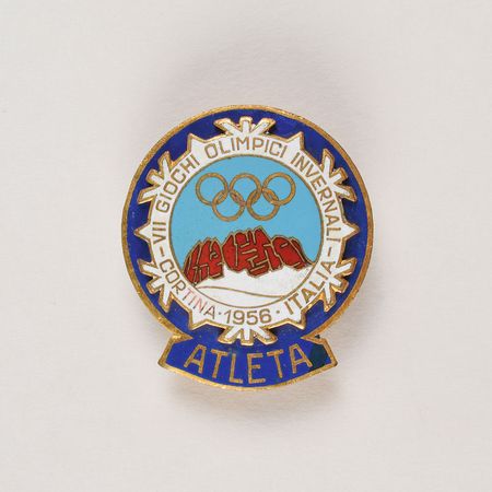 Lot #3107  Cortina 1956 Winter Olympics Pair of Badges - Image 2