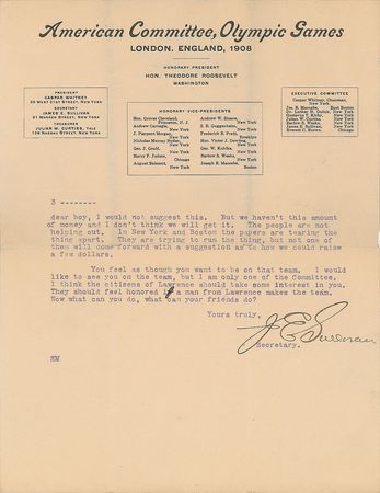 Lot #3219  London 1908 Summer Olympics: James Edward Sullivan Typed Letter Signed - Image 2