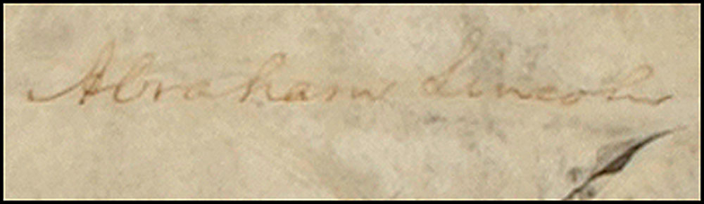 Lot 196 Abraham Lincoln: Signing in the month of an unsuccessful assassination attempt