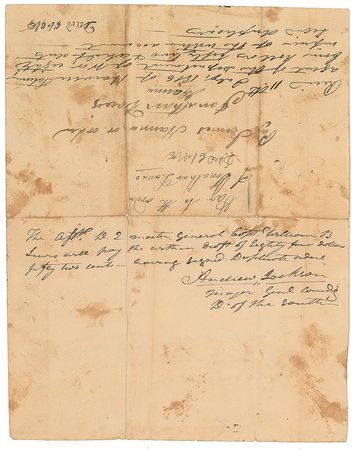 Lot #187 Andrew Jackson: Pay order issued inside the 
