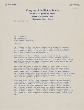 Lot #267 Gerald Ford: Ford on President Nixon: 