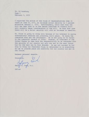 Lot #267 Gerald Ford: Ford on President Nixon: 