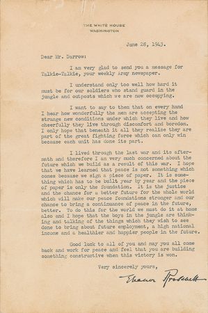 Lot #29 Eleanor Roosevelt: I hope that we have