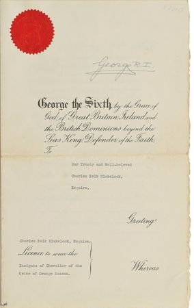 Lot #386 King George VI Signed Document - Image 1