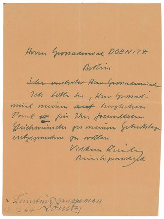 Lot #53 Vidkun Quisling and Karl Donitz