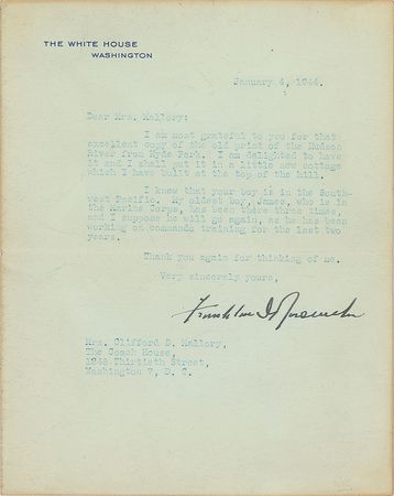 Lot #36 Franklin D. Roosevelt: I knew that your