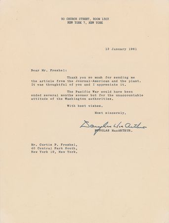 Lot #73 Douglas MacArthur: The Pacific War could