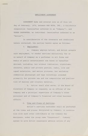 Lot #660 The Carpenters Signed Documents - Image 1