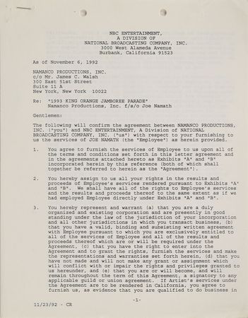 Lot #927 Joe Namath Signed Documents - Image 3