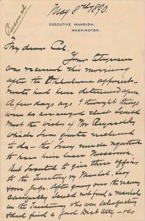 Lot #208 Benjamin Harrison Handwritten Letter Signed - Image 1