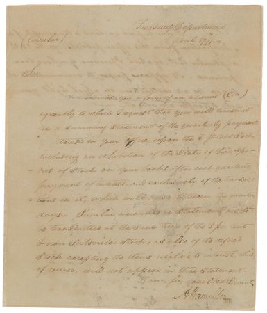 Lot #319 Alexander Hamilton Signed Letter - Image 1