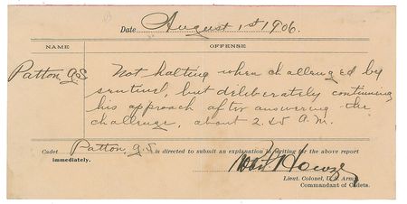 Lot #2 George S. Patton: Signature and 1906 cadet citation for Patton - Image 2