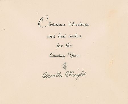 Lot #438 Orville Wright Greeting Card - Image 1